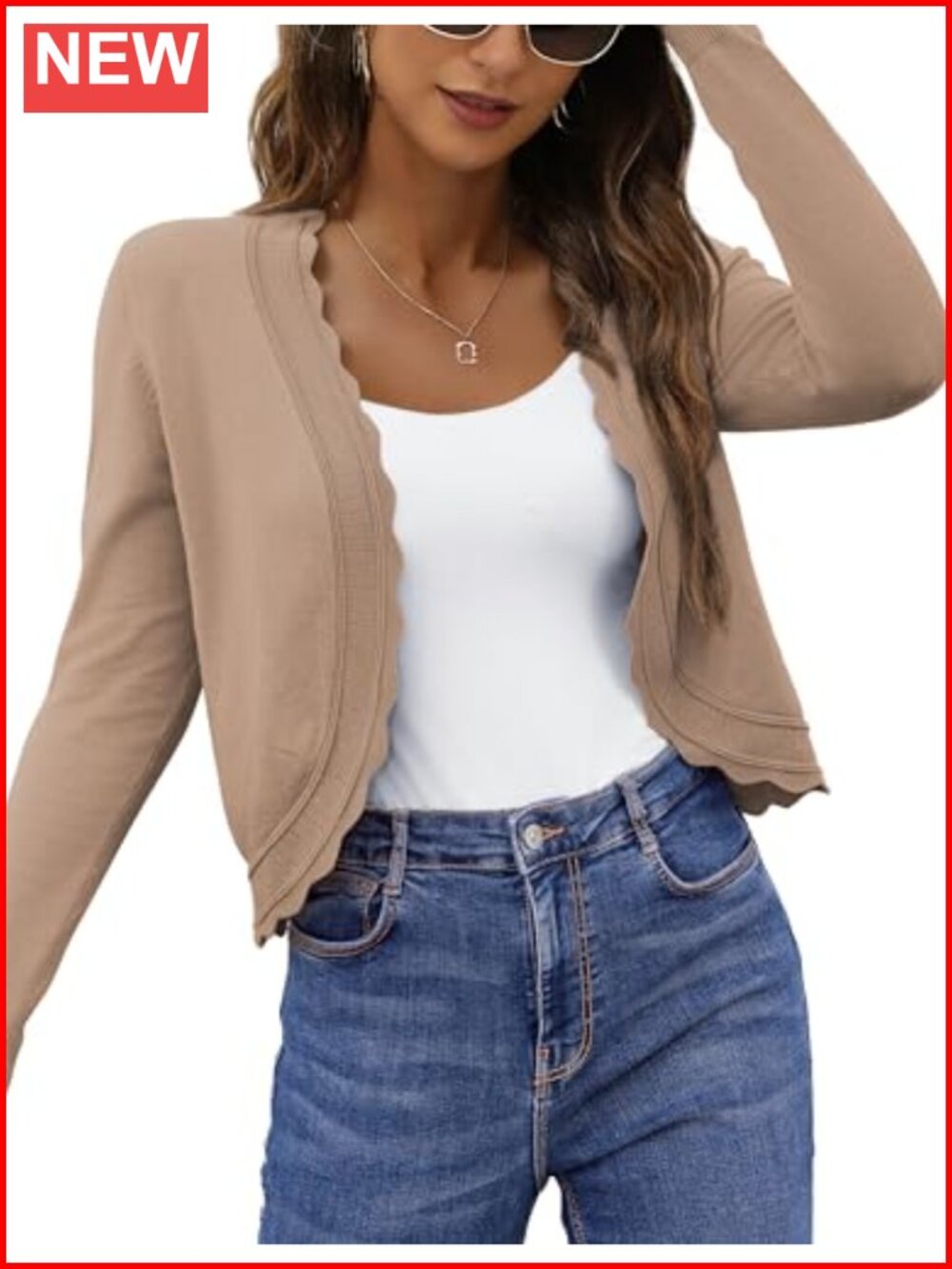 OmicGot Women's Lightweight Open Front Bolero Shrug Cardigan Long Sleeve